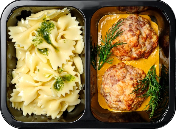 Блюдо: Митболлы по-шведски с фарфалле